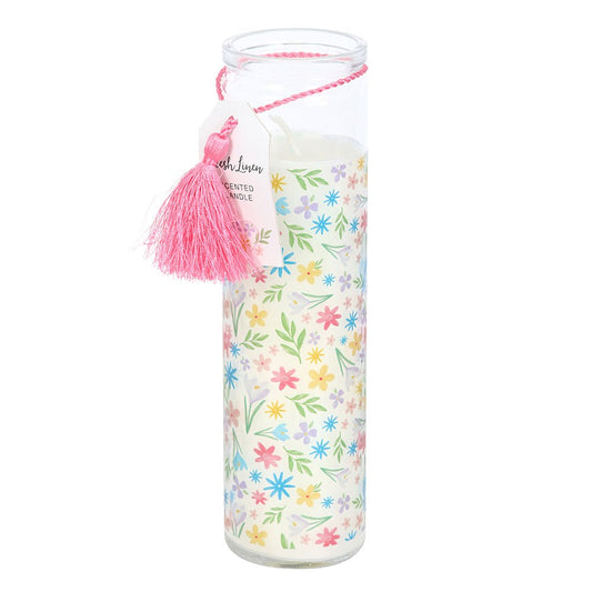 Spring Floral Print Fresh Linen Tube Candle