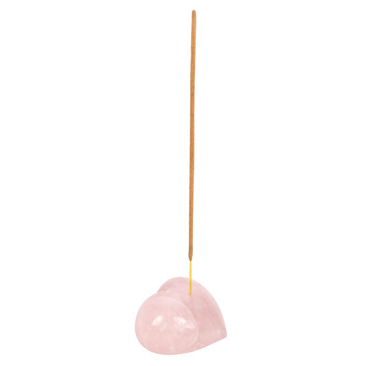 Rose Quartz Crystal Heart Incense Holder